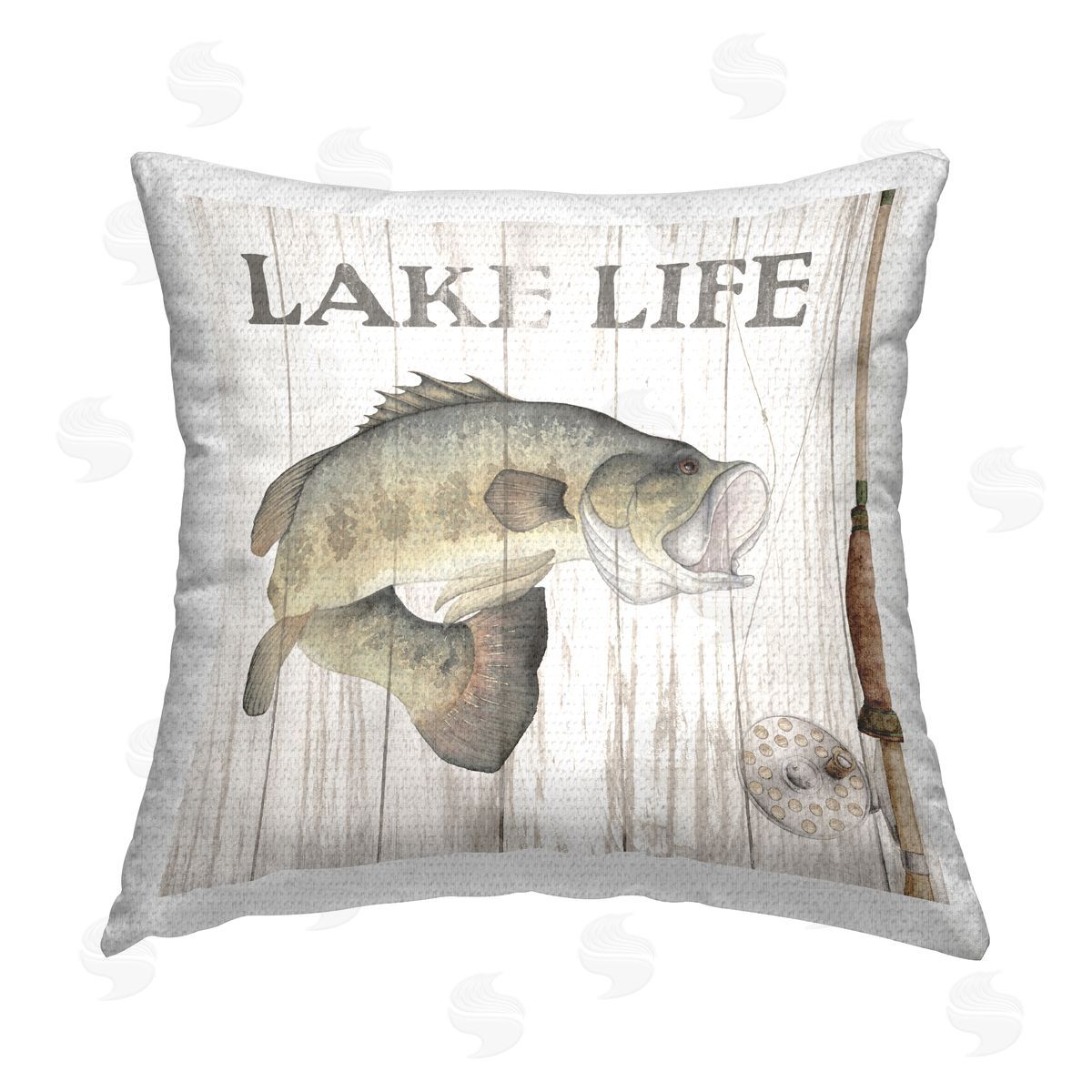 Lake Life Fishing Pole Outdoor Printed Pillow, Home Decor by Wild Apple Portfolio