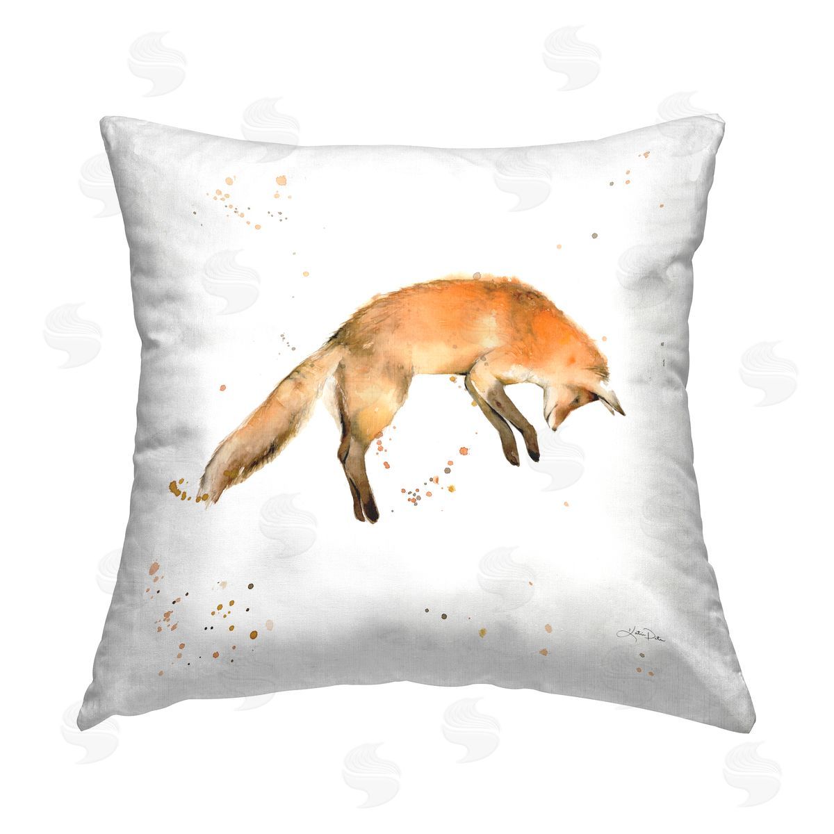 Jumping Fox Wildlife Decorative Printed Pillow, Home Decor by Katrina Pete