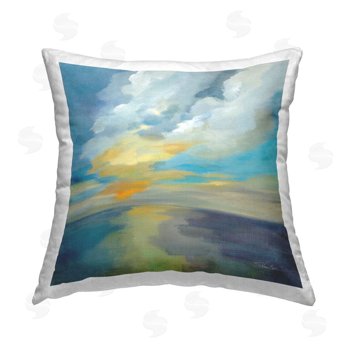 Abstract Clouds Reflection Decorative Printed Pillow, Home Decor by Silvia Vassileva