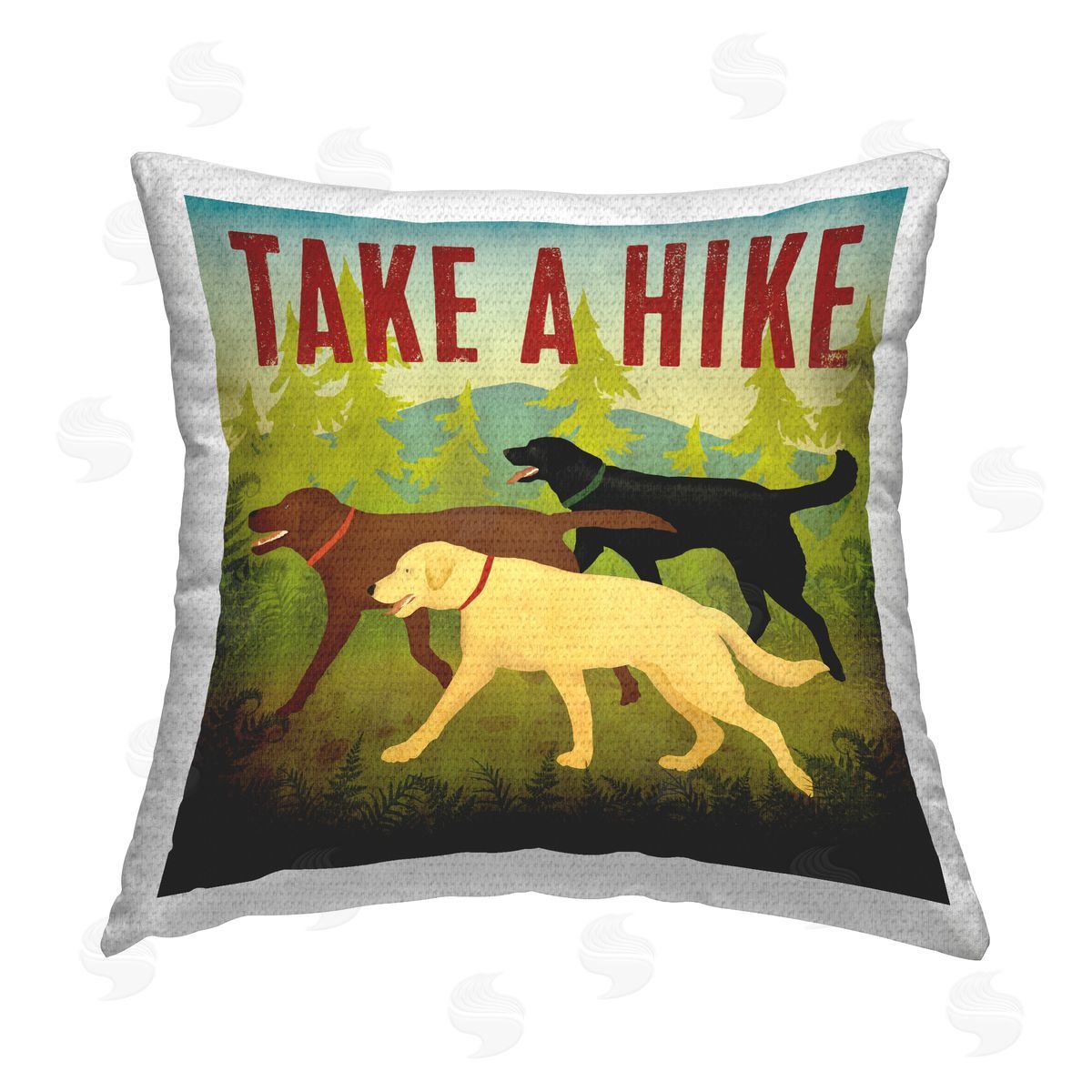 Take A Hike Dogs in Nature Outdoor Printed Pillow, Home Decor by Ryan Fowler