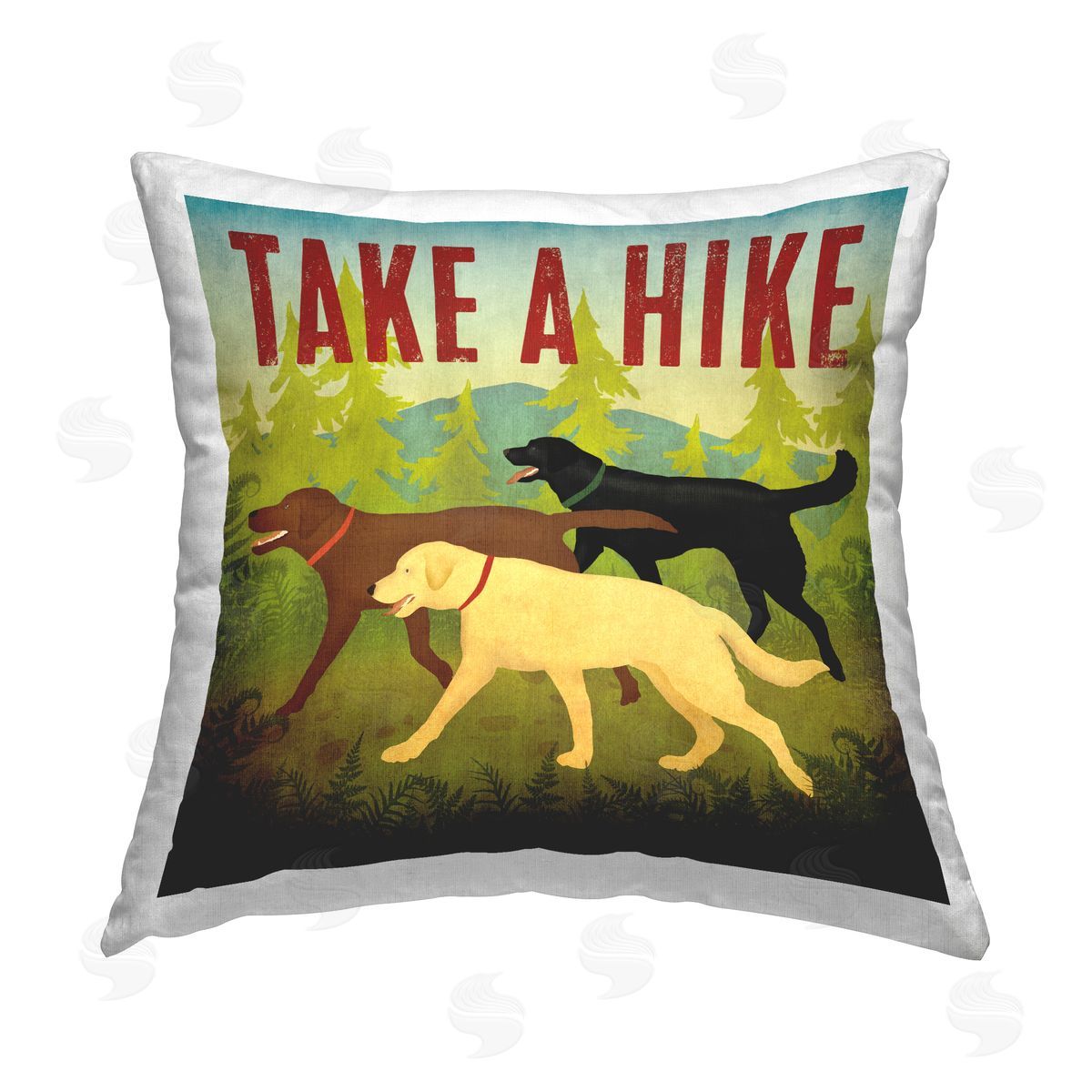 Take A Hike Dogs in Nature Decorative Printed Pillow, Home Decor by Ryan Fowler