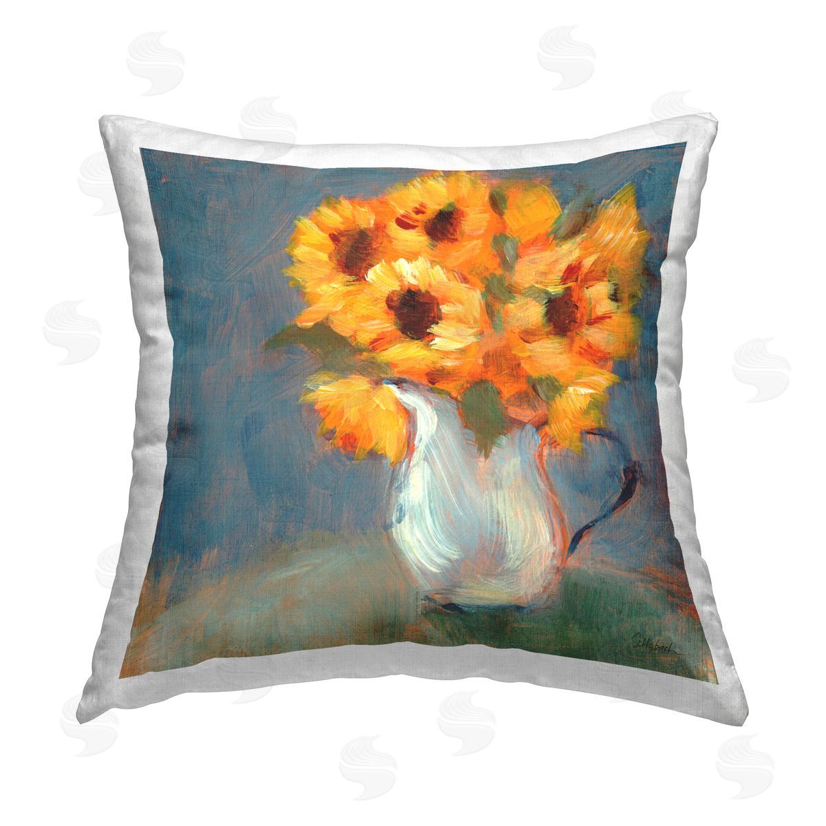 Bold Country Sunflower Vase Decorative Printed Pillow, Home Decor by Sue Schlabach