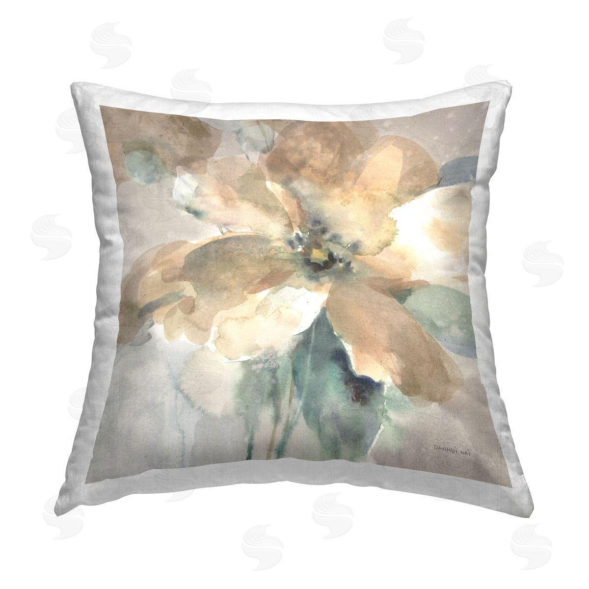Neutral Flower Blossoms Decorative Printed Pillow, Home Decor by Danhui Nai
