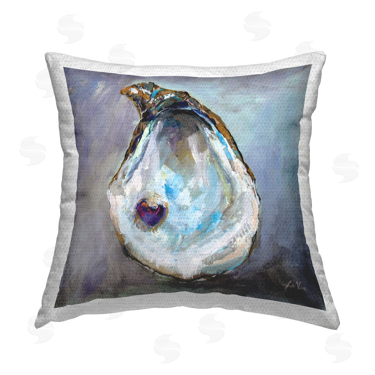 Clam Shell & Pearl Abstract Outdoor Printed Pillow, Home Decor by Jeanette Vertentes