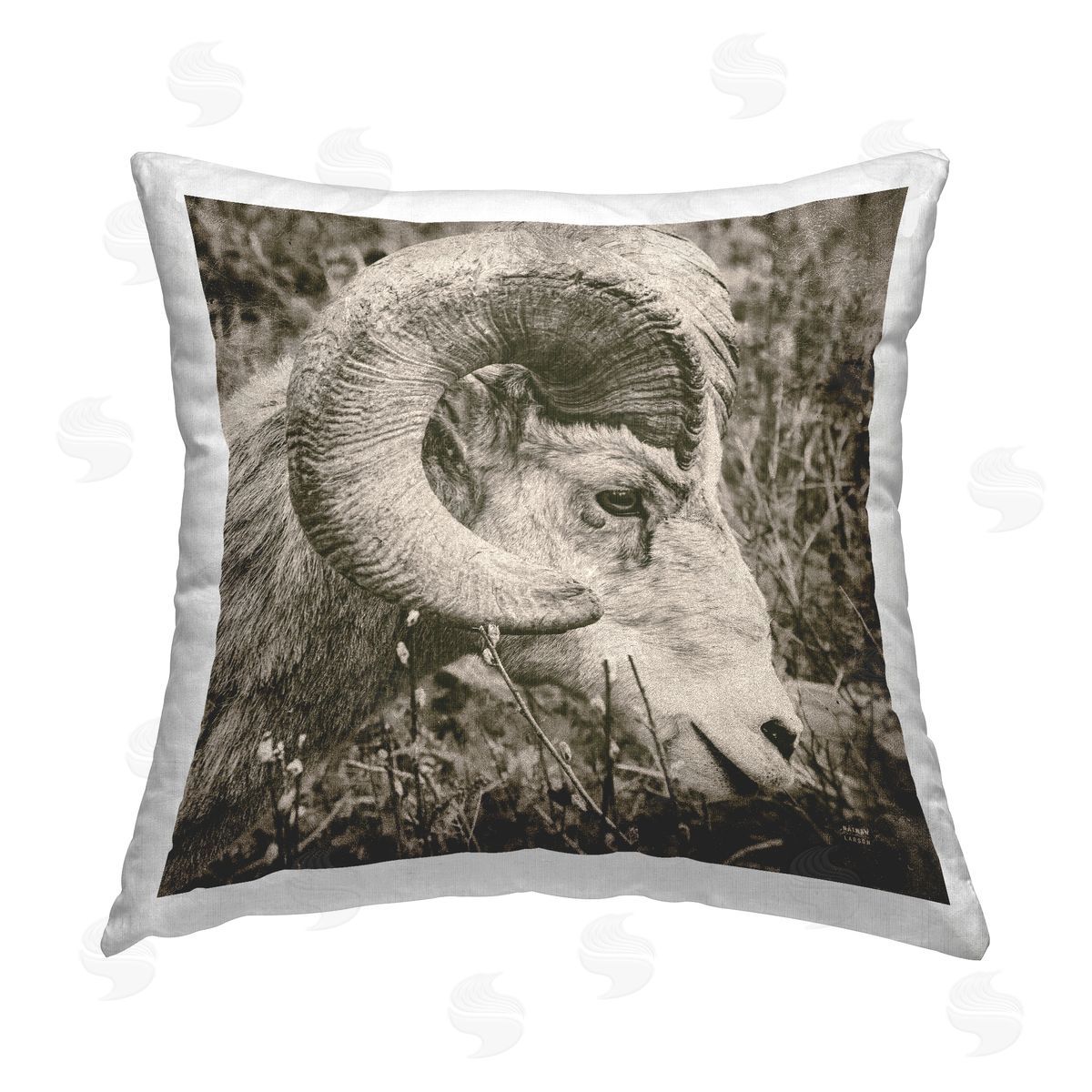 Big Horned Goat Wildlife Decorative Printed Pillow, Home Decor by Nathan Larson