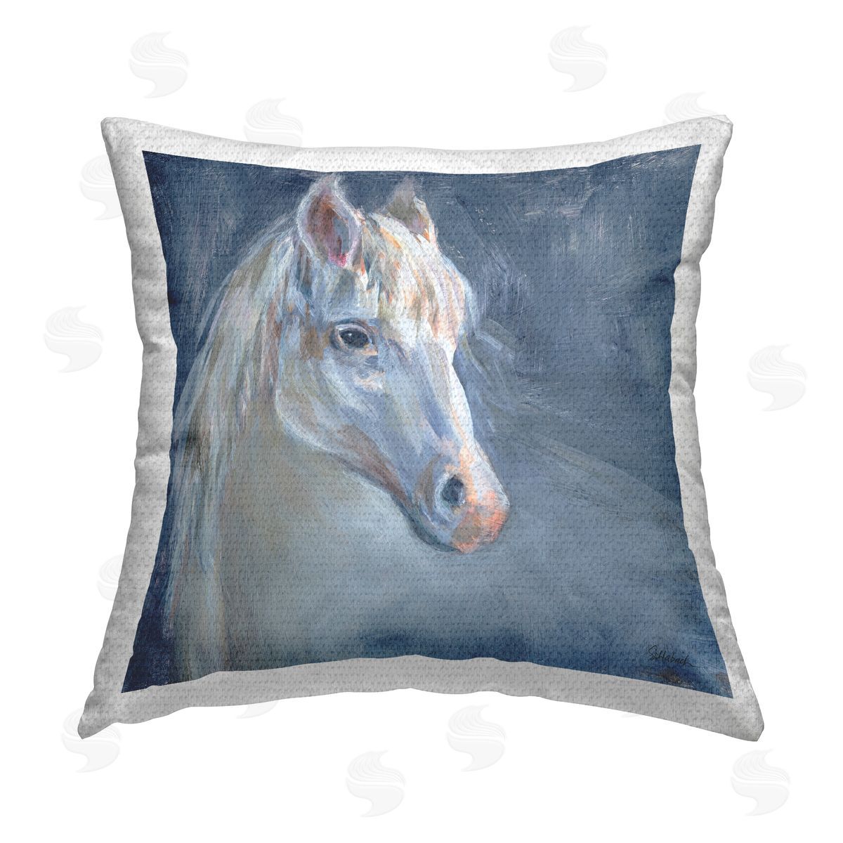 Gentle Grey Horse Portrait Outdoor Printed Pillow, Home Decor by Sue Schlabach