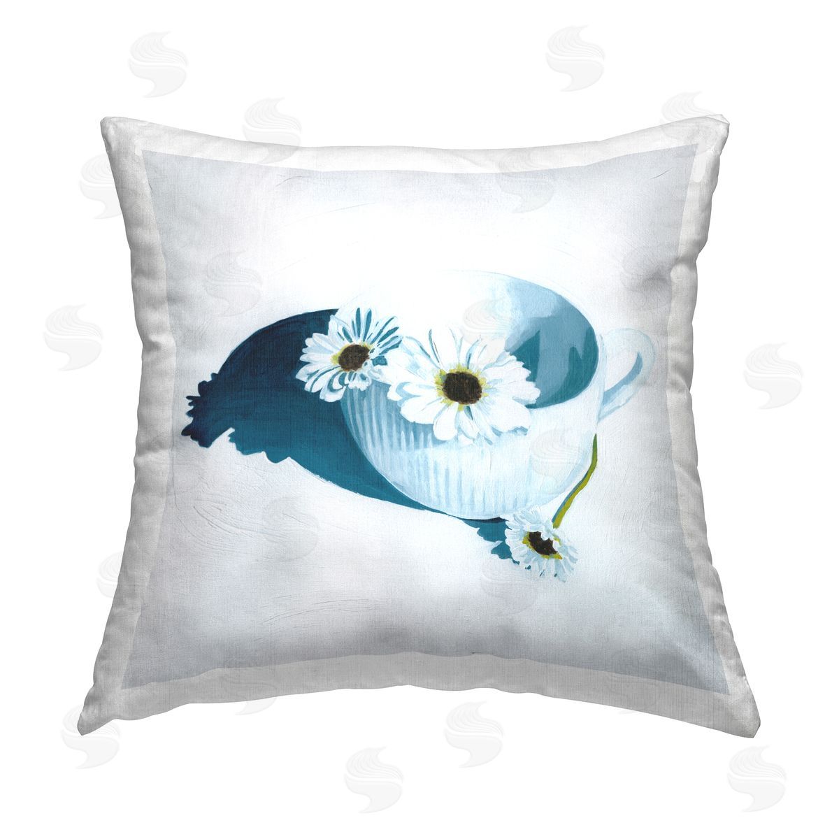 Modern Daisies in Teacup Decorative Printed Pillow, Home Decor by Grace Popp