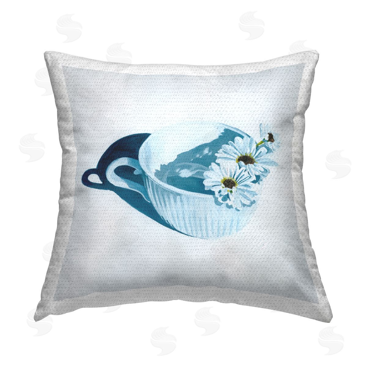 Floral Teacup Mug Still Life Outdoor Printed Pillow, Home Decor by Grace Popp
