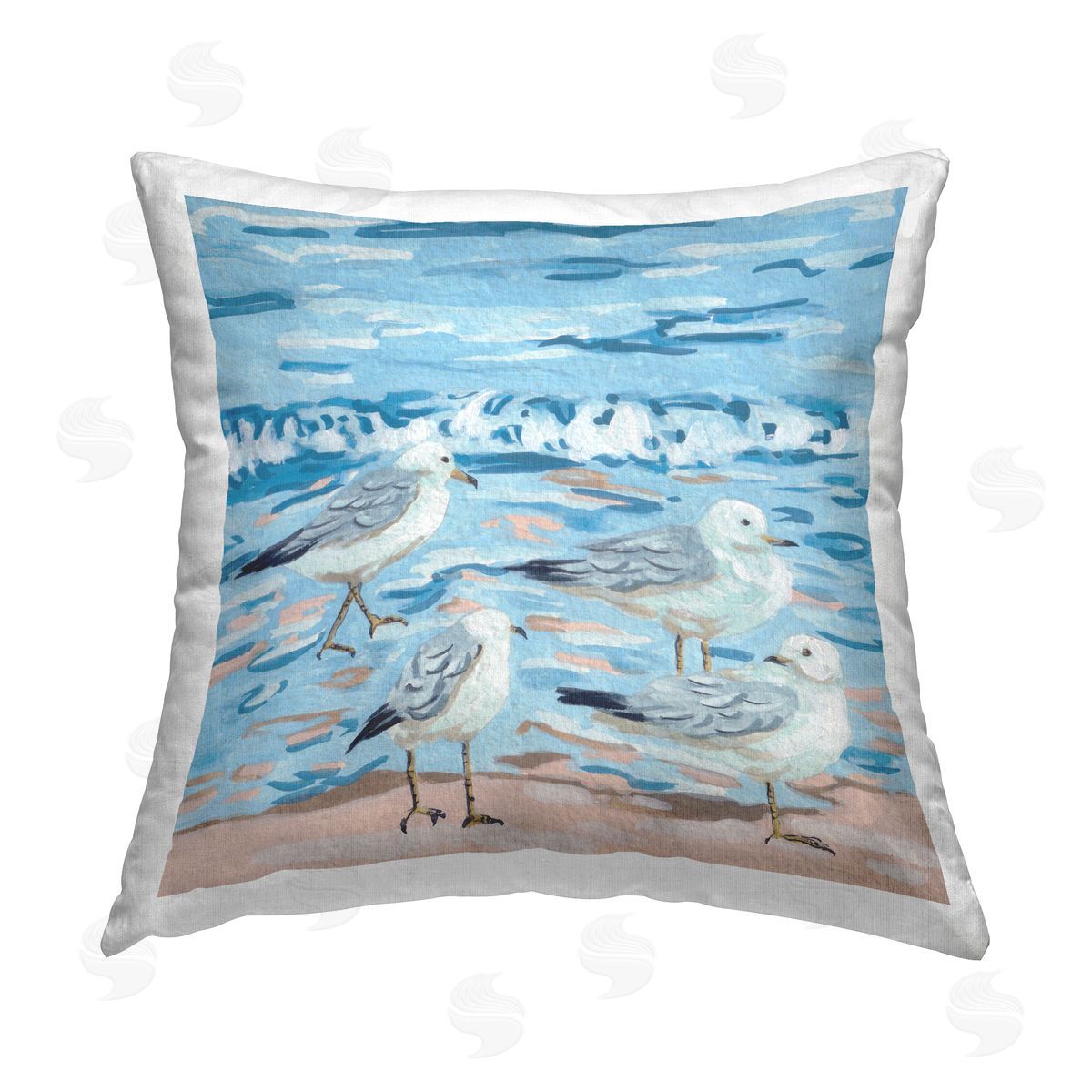 Blue Beach Sandpipers Grazing Decorative Printed Pillow, Home Decor by Melissa Wang