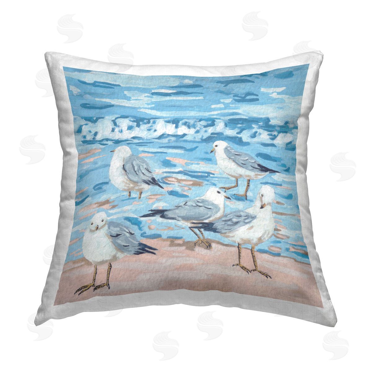 Sandpipers Blue Beach Waves Decorative Printed Pillow, Home Decor by Melissa Wang