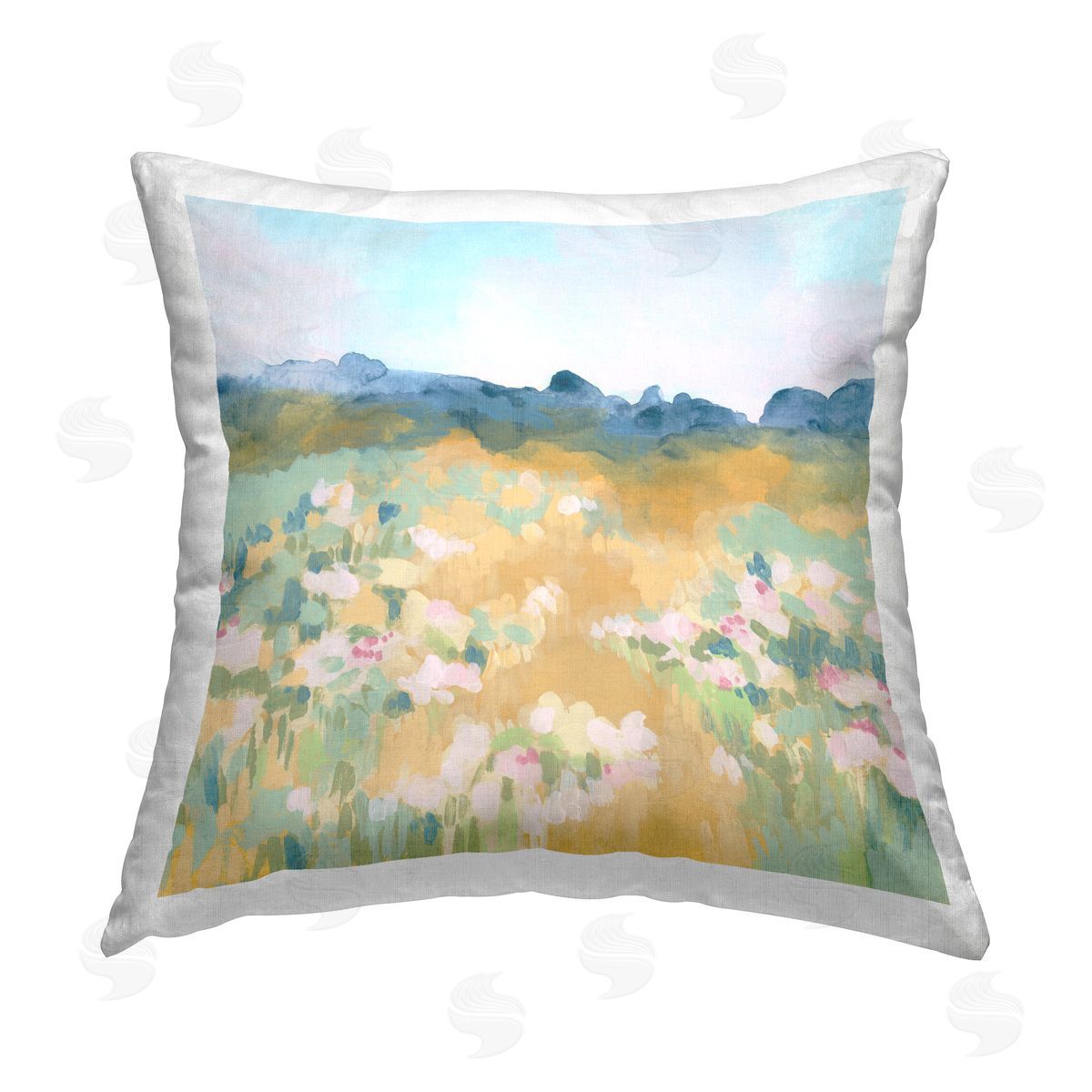 Floral Meadow Landscape Decorative Printed Pillow, Home Decor by June Erica Vess