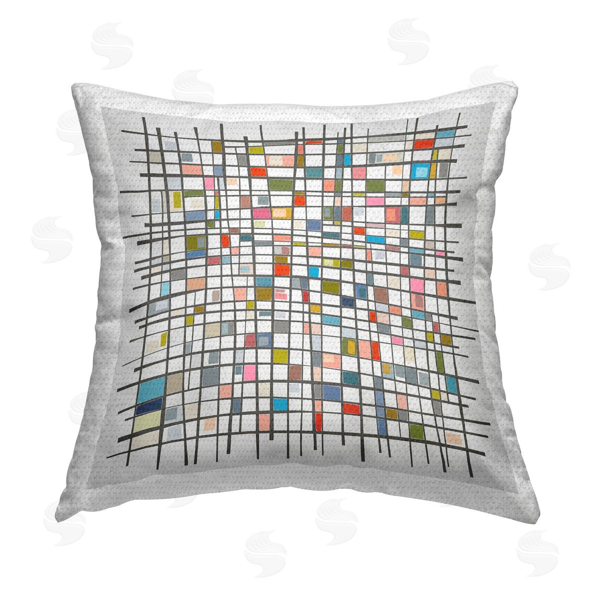 Mondrian Inspired Abstract Outdoor Printed Pillow, Home Decor by Angel Estevez