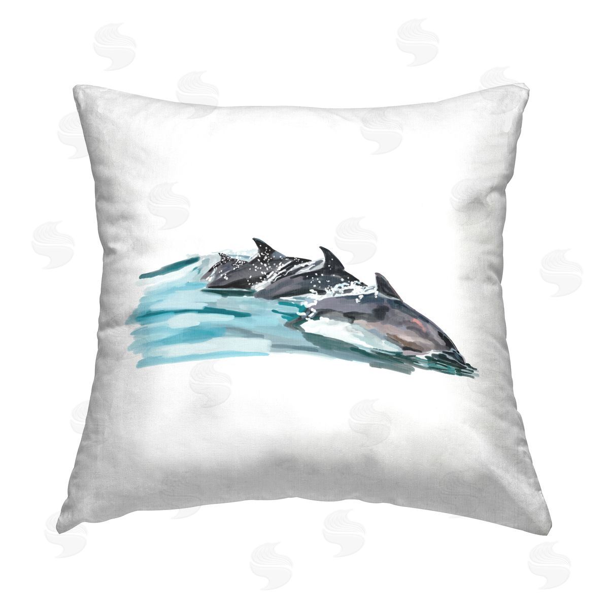 Dolphins Swimming Minimal Sea Decorative Printed Pillow, Home Decor by Amelia Noyes