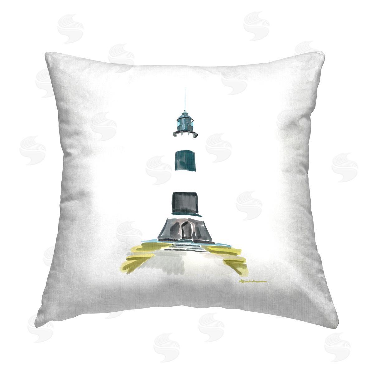 Minimal Lighthouse Beacon Decorative Printed Pillow, Home Decor by Amelia Noyes