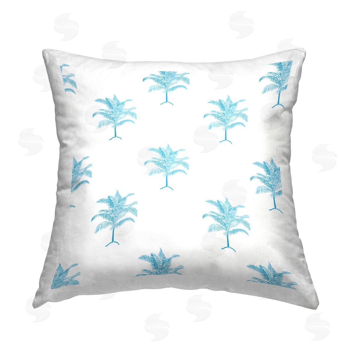 Blue Patterned Palm Trees Decorative Printed Pillow, Home Decor by Amelia Noyes