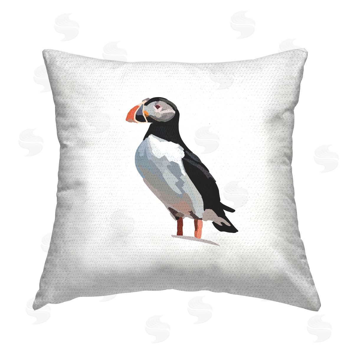 Puffin Bird Portrait Outdoor Printed Pillow, Home Decor by Amelia Noyes