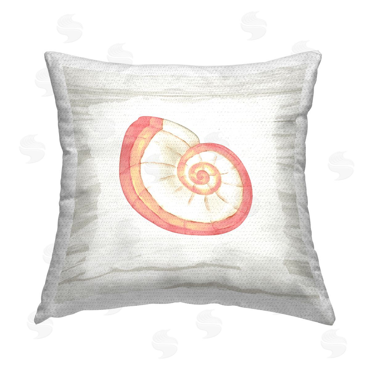 Aquatic Pink Nautilus Seashell Outdoor Printed Pillow, Home Decor by Anne Bailey