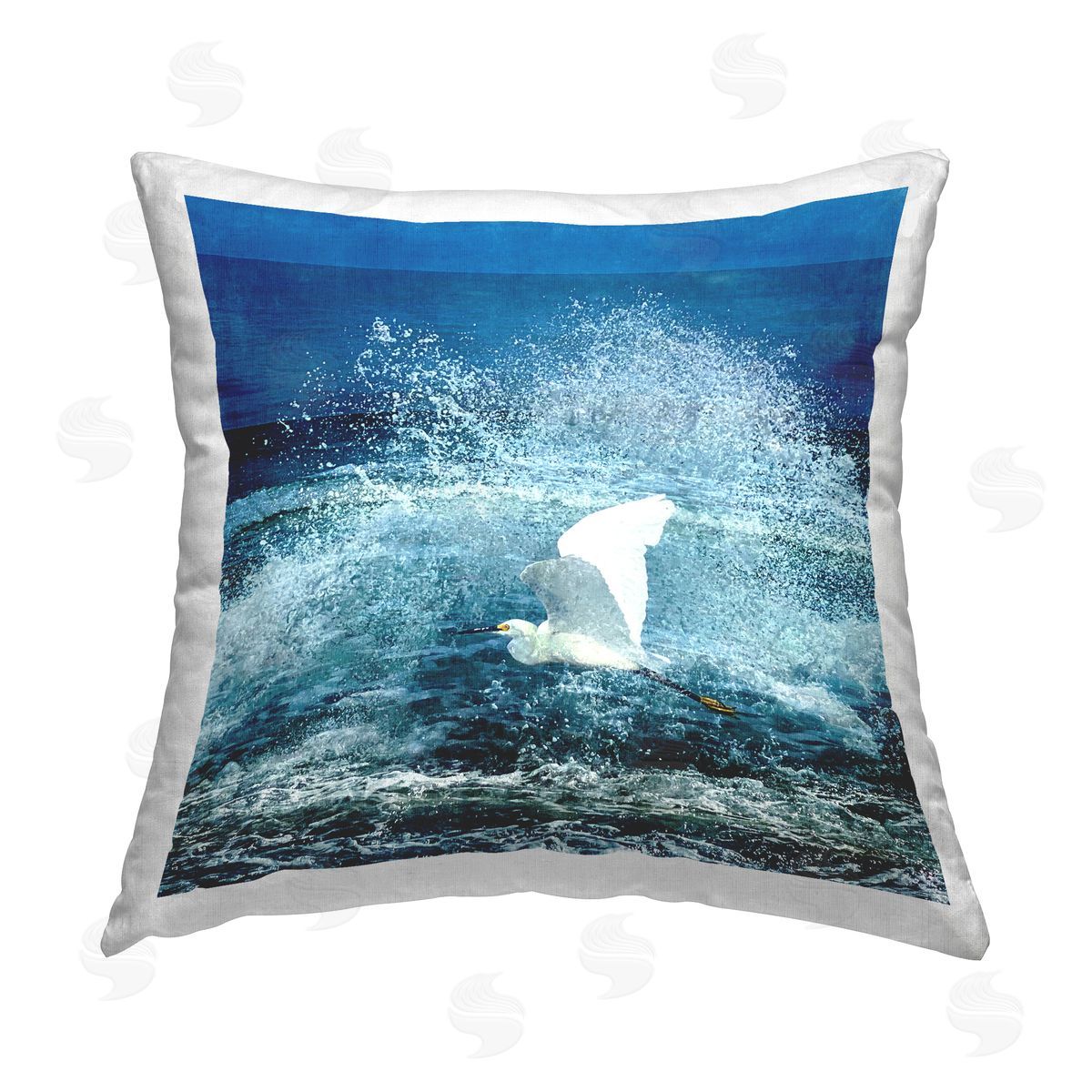 Heron Splashing Ocean Waves Decorative Printed Pillow, Home Decor by Christine Zalewski