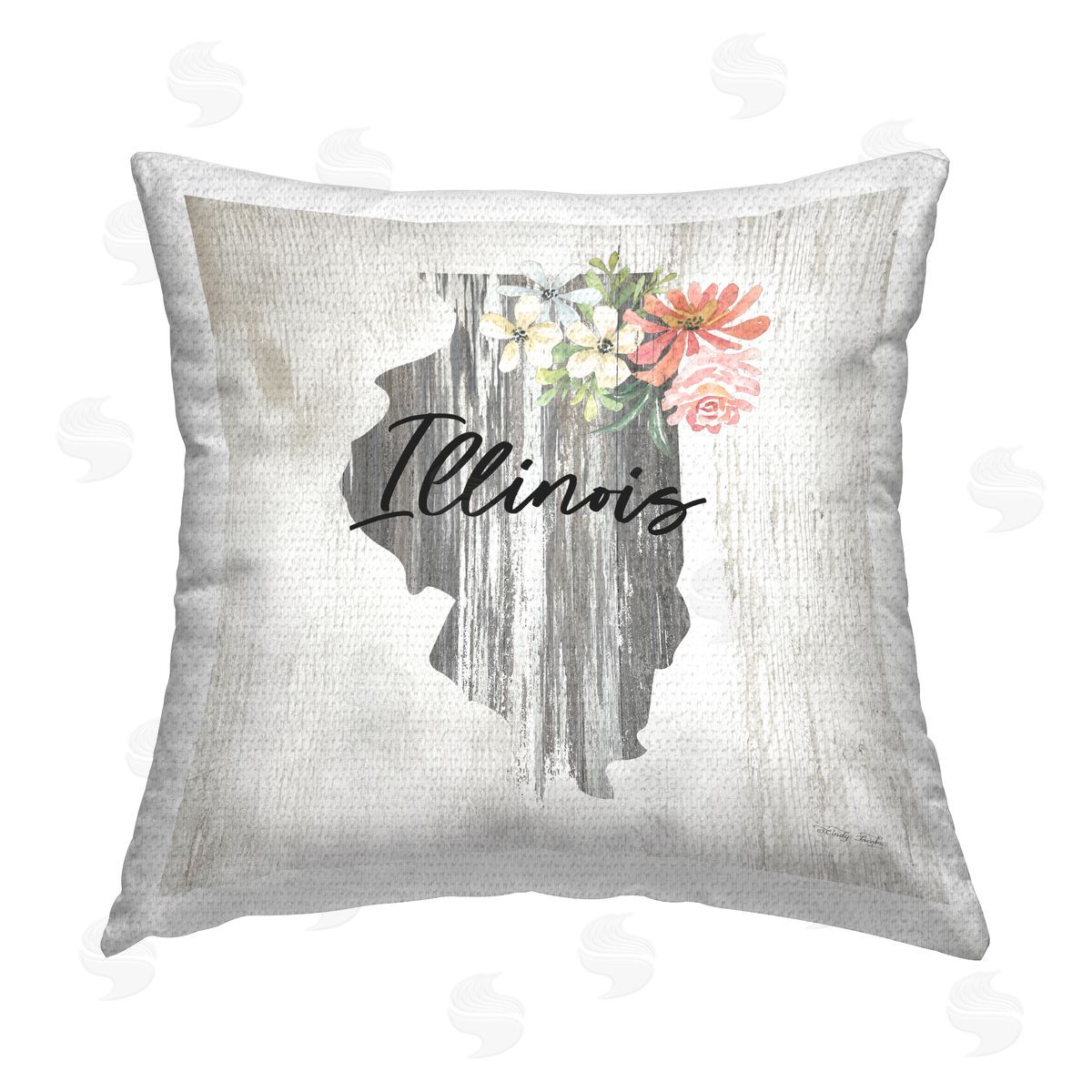Rustic Illinois State Outdoor Printed Pillow, Home Decor by Cindy Jacobs
