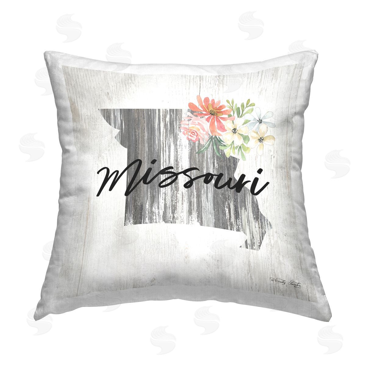 Rustic Missouri Floral State Decorative Printed Pillow, Home Decor by Cindy Jacobs
