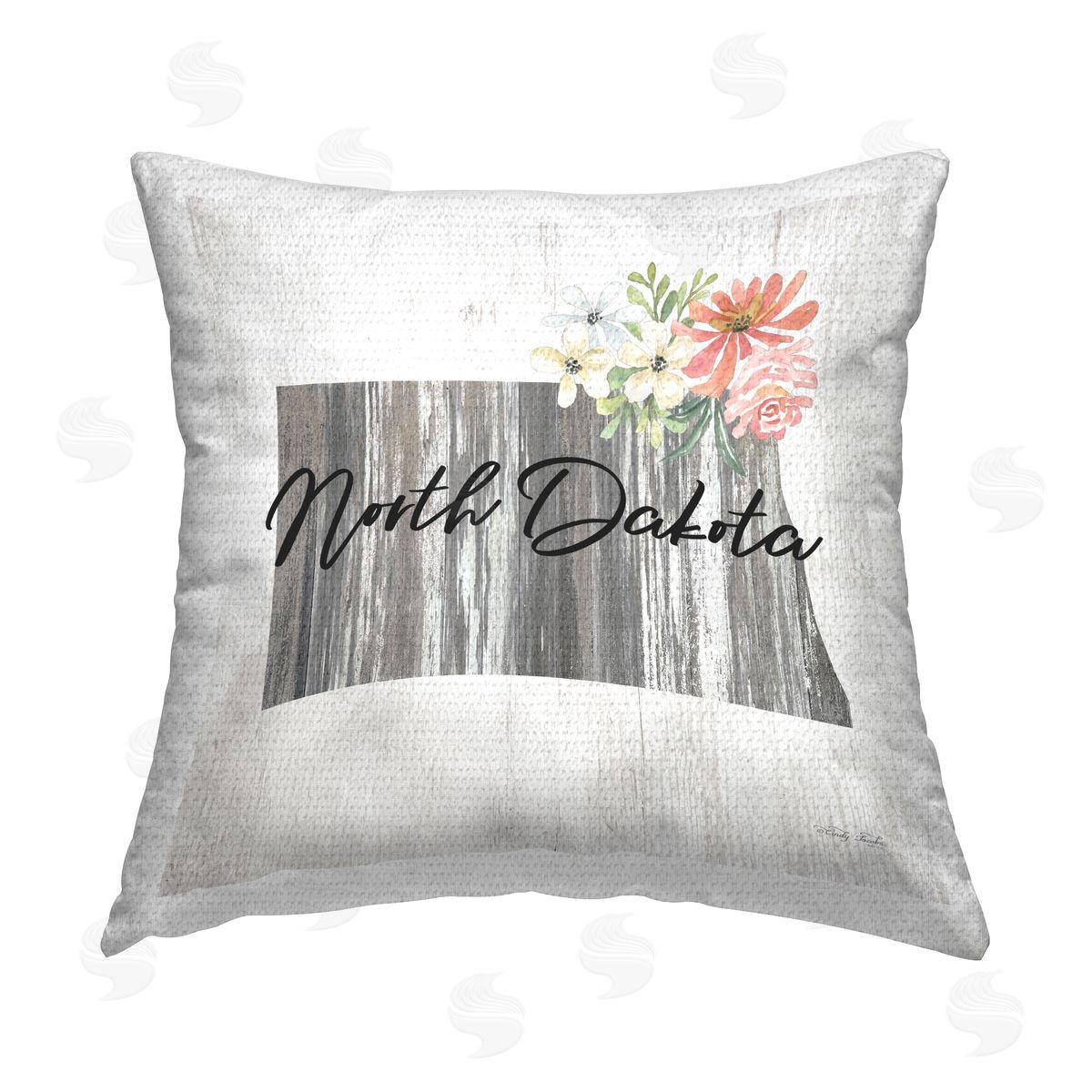 North Dakota Rustic Florals Outdoor Printed Pillow, Home Decor by Cindy Jacobs