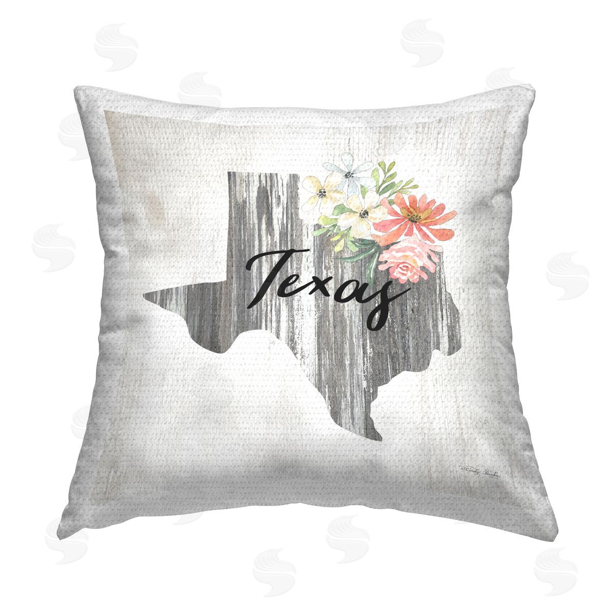 Rustic Texas State Florals Outdoor Printed Pillow, Home Decor by Cindy Jacobs