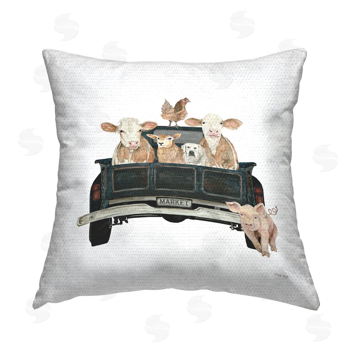 Pickup Truck Farmhouse Animals Outdoor Printed Pillow, Home Decor by Cindy Jacobs