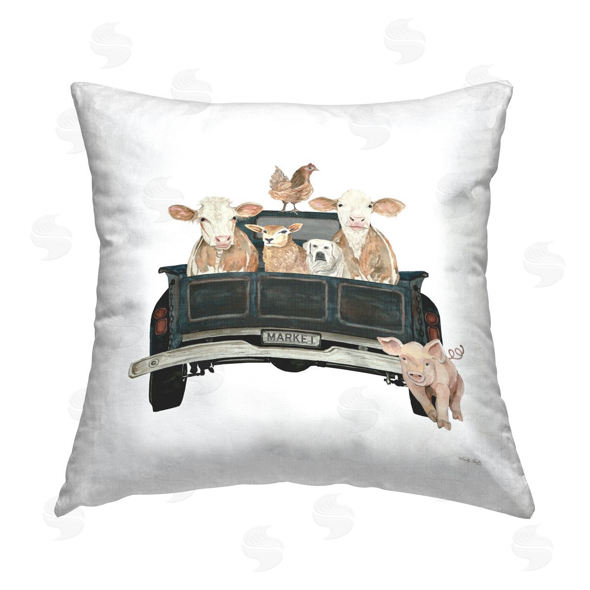 Pickup Truck Farmhouse Animals Decorative Printed Pillow, Home Decor by Cindy Jacobs