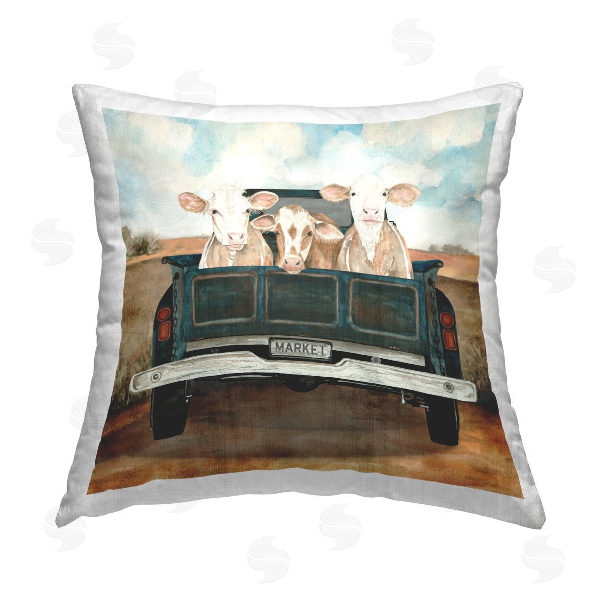 Cows In Pickup Truck Decorative Printed Pillow, Home Decor by Cindy Jacobs