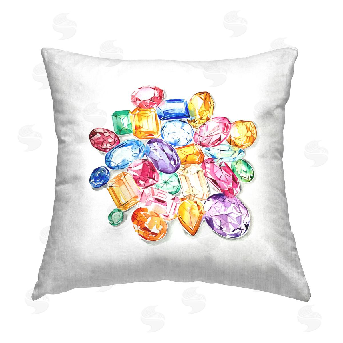 Various Jewels Gemstones Decorative Printed Pillow, Home Decor by Enya Todd