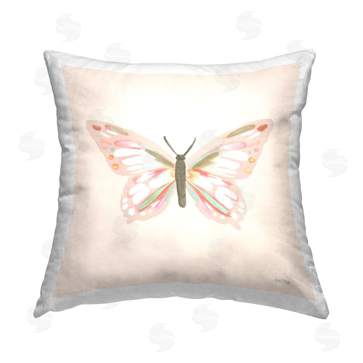 Neutral Beige Butterfly Decorative Printed Pillow, Home Decor by House Fenway