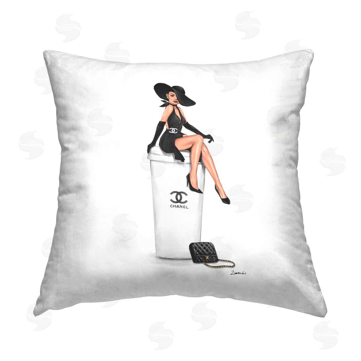 Fashion Brand Woman Sitting Decorative Printed Pillow, Home Decor by Ziwei Li