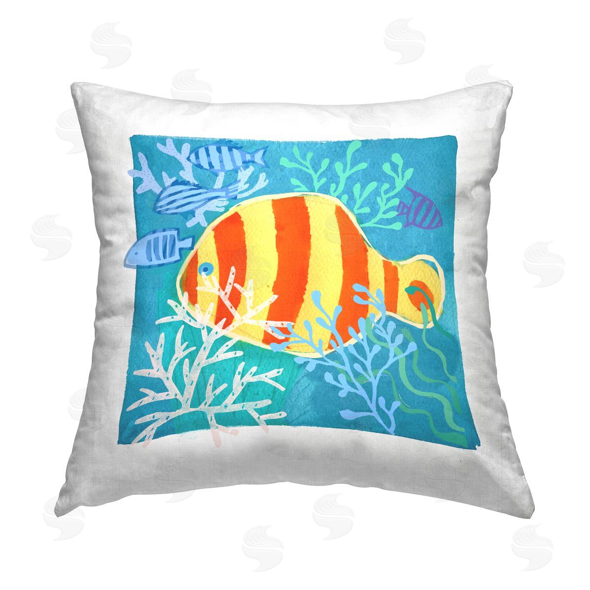Red & Yellow Fish Underwater Decorative Printed Pillow, Home Decor by Maret Hensick