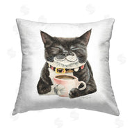 Holly Simental | Manx Cat Drinking Coffee