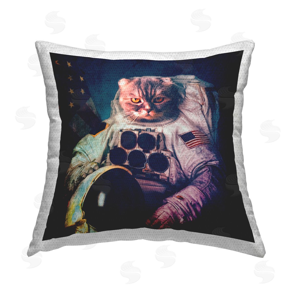 Astronaut Cat Portrait Outdoor Printed Pillow, Home Decor by Elephant Stock