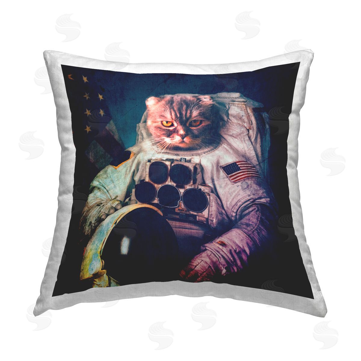 Astronaut Cat Portrait Decorative Printed Pillow, Home Decor by Elephant Stock