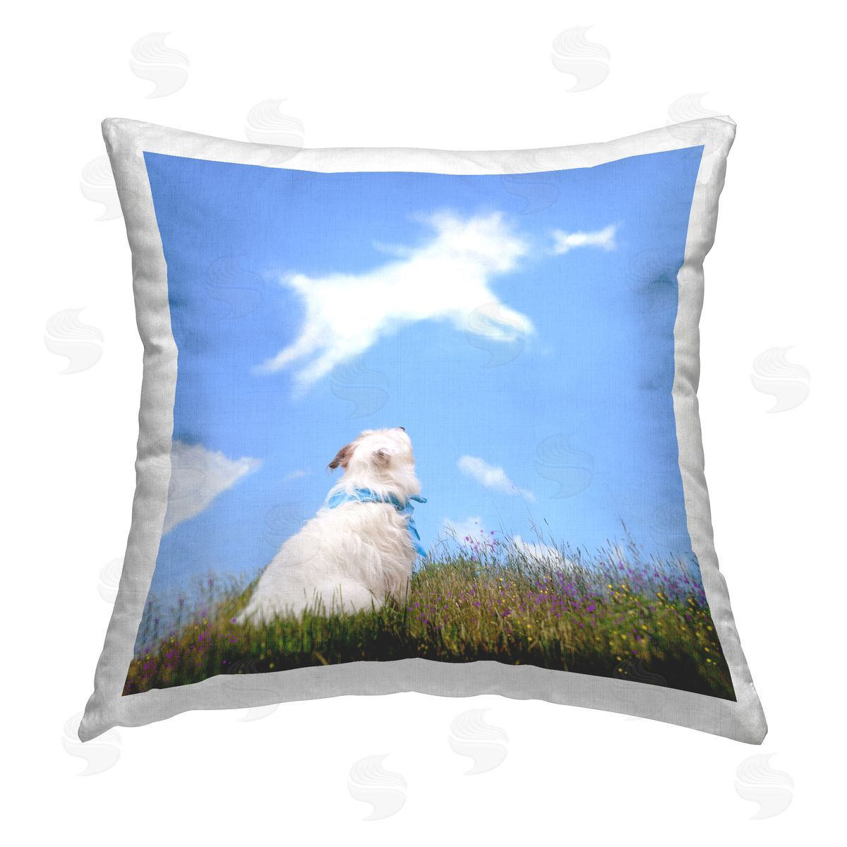 Dog Watching Clouds in Sky Decorative Printed Pillow, Home Decor by Michael Quackenbush