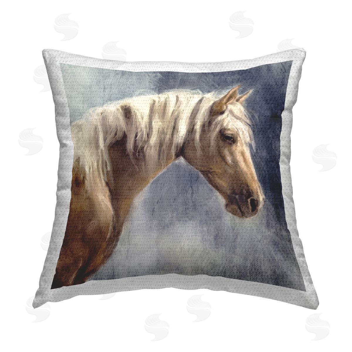 Golden Boy Horse Portrait Outdoor Printed Pillow, Home Decor by Nina Blue