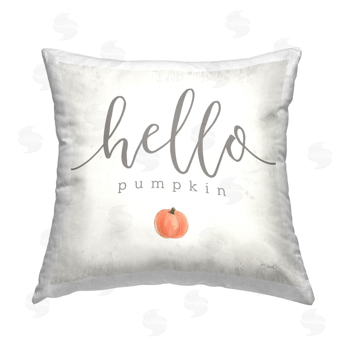 Hello Pumpkin Fall Phrase Decorative Printed Pillow, Home Decor by Kate Sherrill