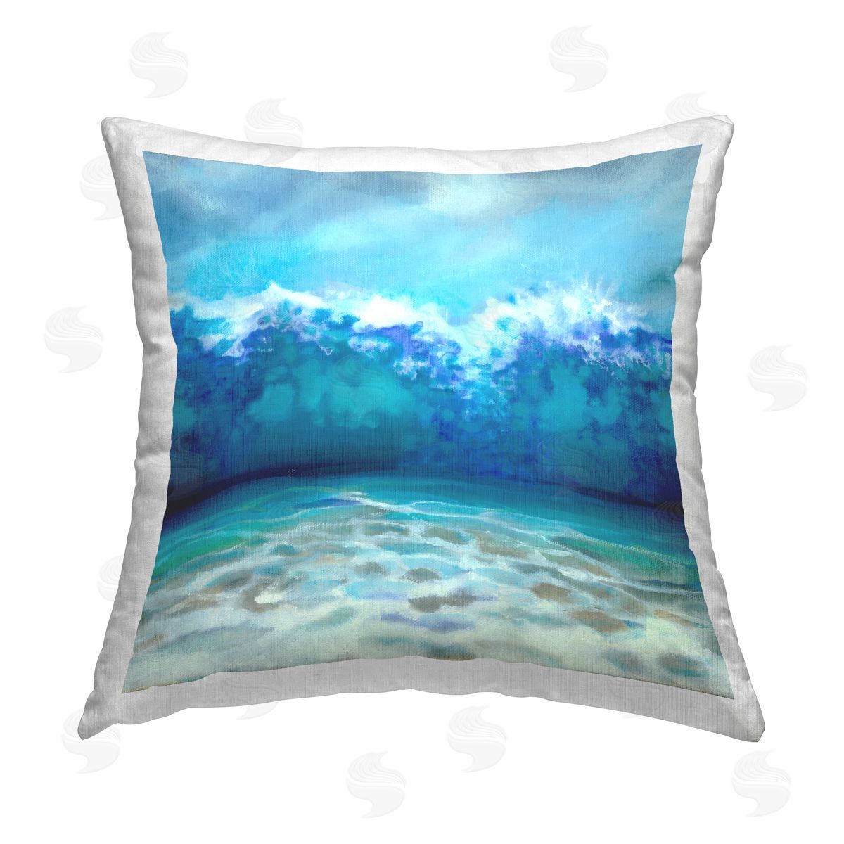 Tsunami Wave Splash Decorative Printed Pillow, Home Decor by Louise Montillio