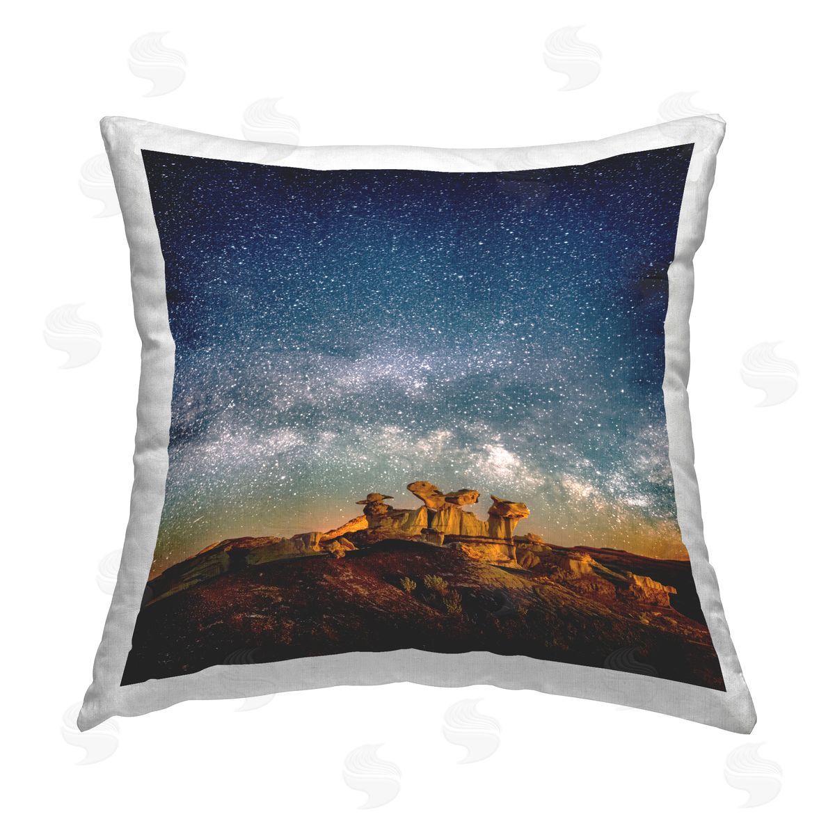 Starry Sky Desert Landscape Decorative Printed Pillow, Home Decor by Lena Owens