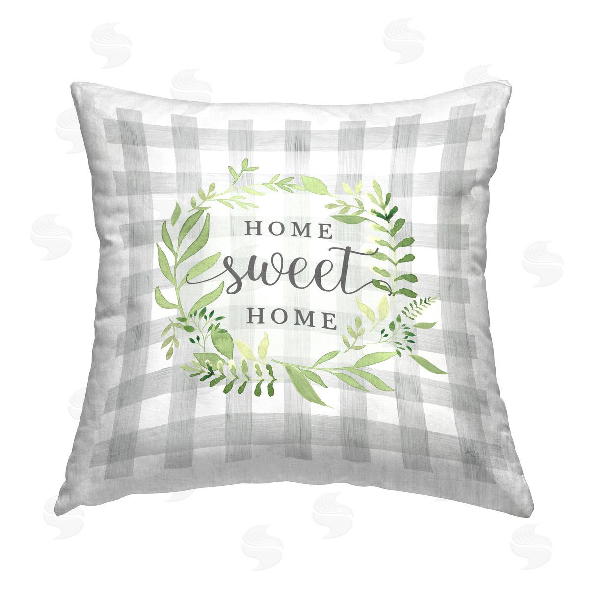 Sweet Home Tartan Wreath Decorative Printed Pillow, Home Decor by Lux + Me Designs