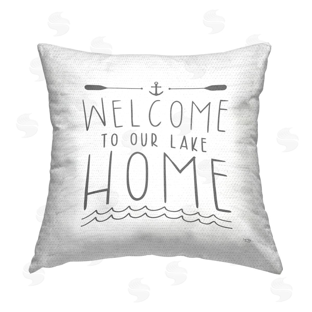 Lake House Welcome Phrase Outdoor Printed Pillow, Home Decor by Lux + Me Designs