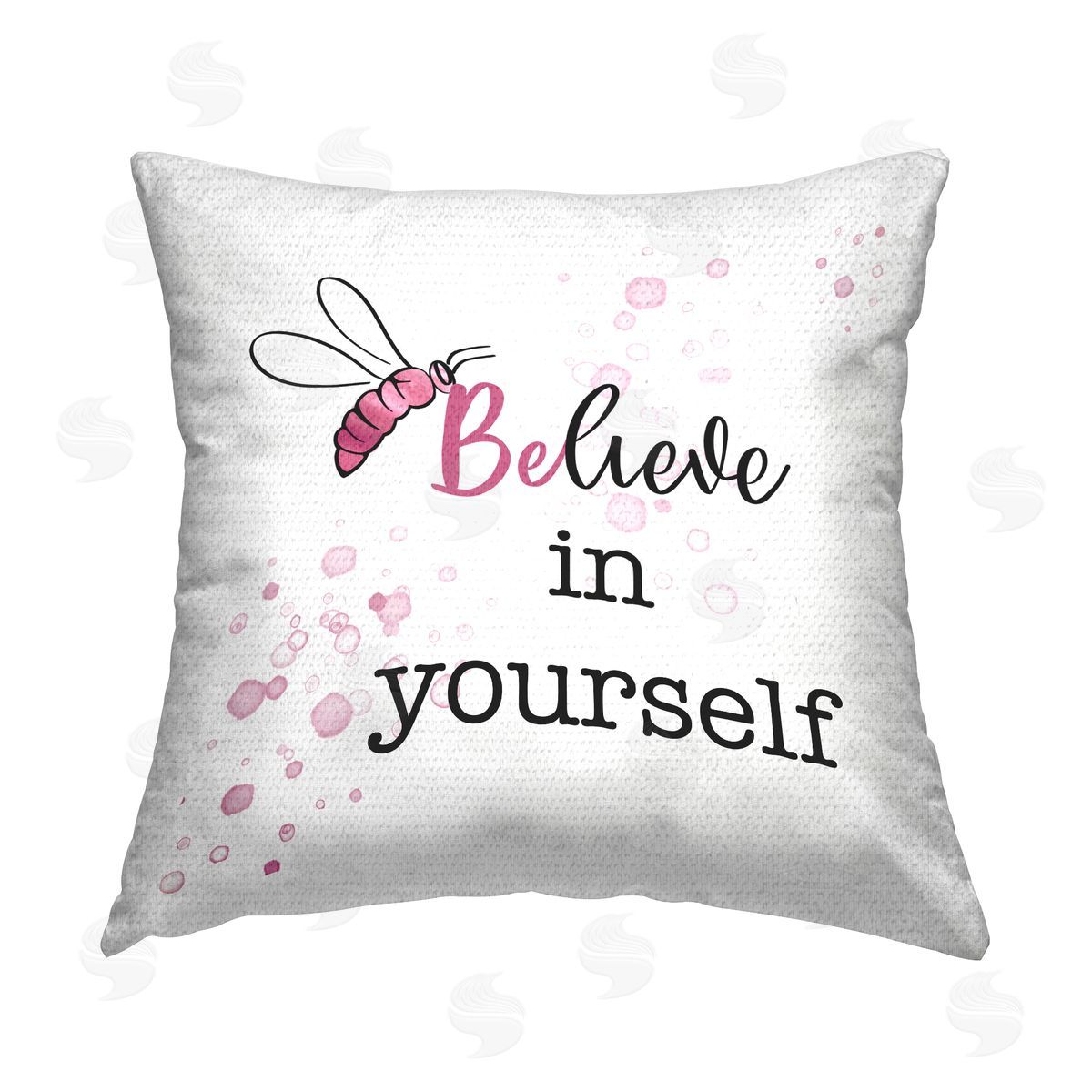 Pink Believe Bee Phrase Outdoor Printed Pillow, Home Decor by Amber Clarkson