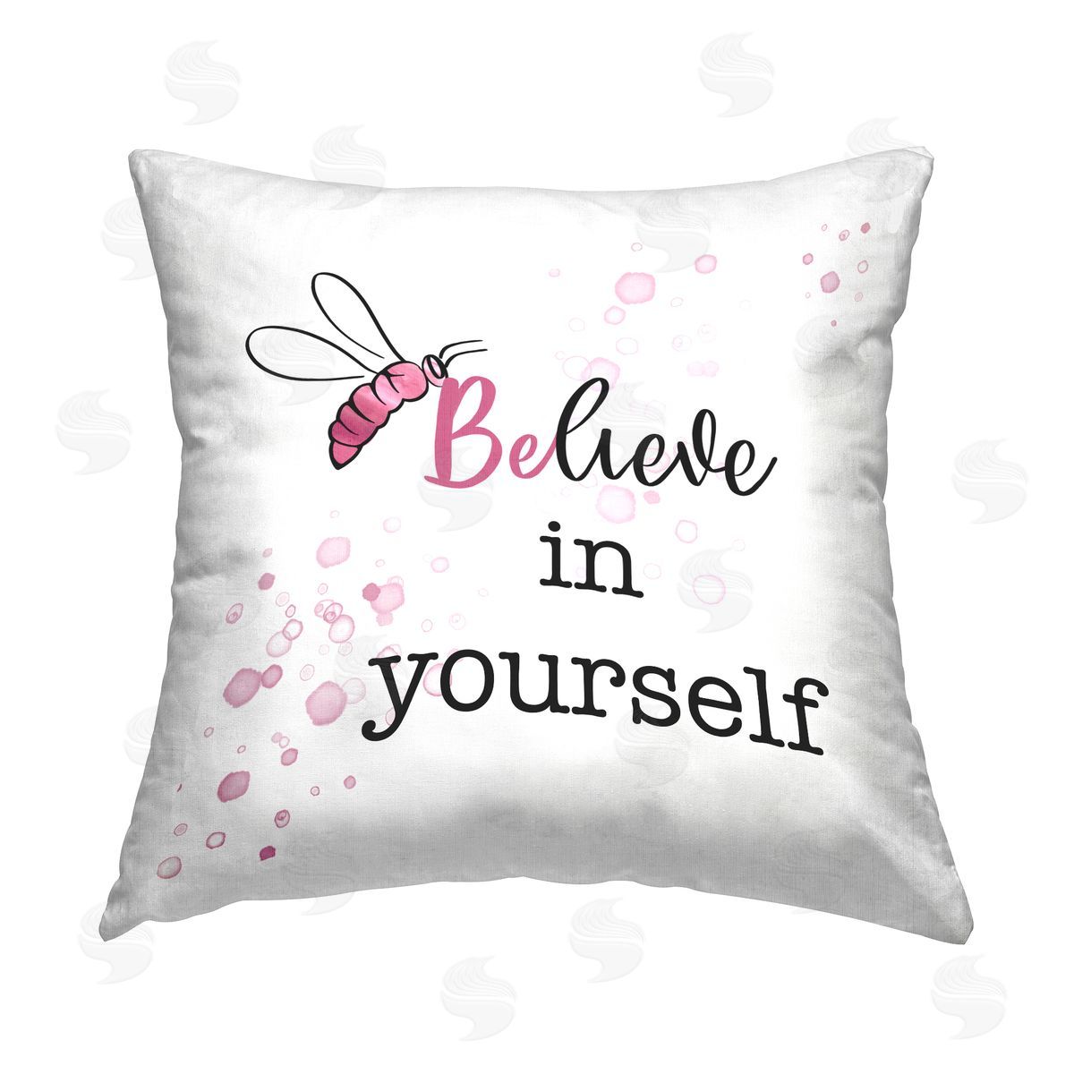 Pink Believe Bee Phrase Decorative Printed Pillow, Home Decor by Amber Clarkson