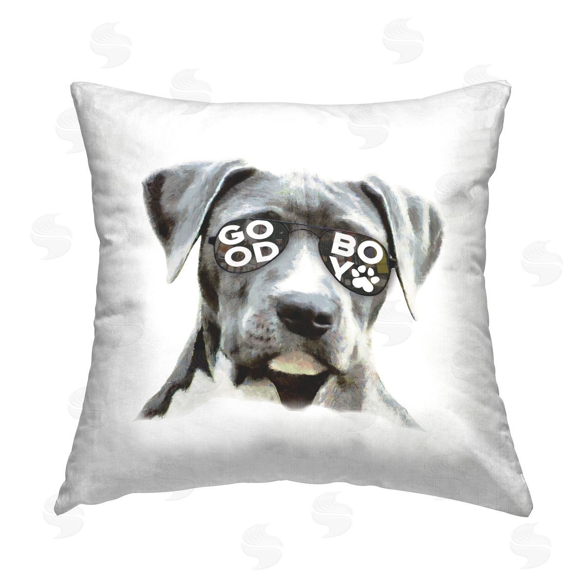 Good Boy Dog in Glasses Decorative Printed Pillow, Home Decor by Masey St. Studios