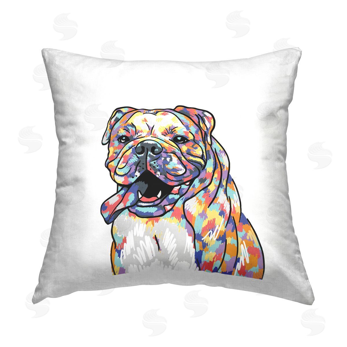 Bulldog Portrait Abstract Hues Decorative Printed Pillow, Home Decor by Masey St. Studios