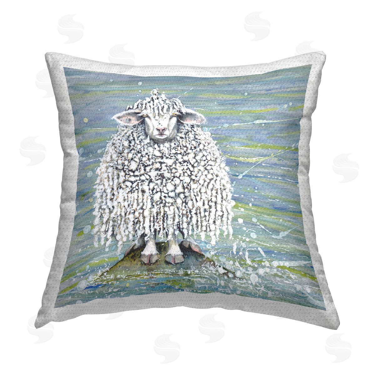Modern Sheep Abstract Splash Outdoor Printed Pillow, Home Decor by Maggie Vandewalle