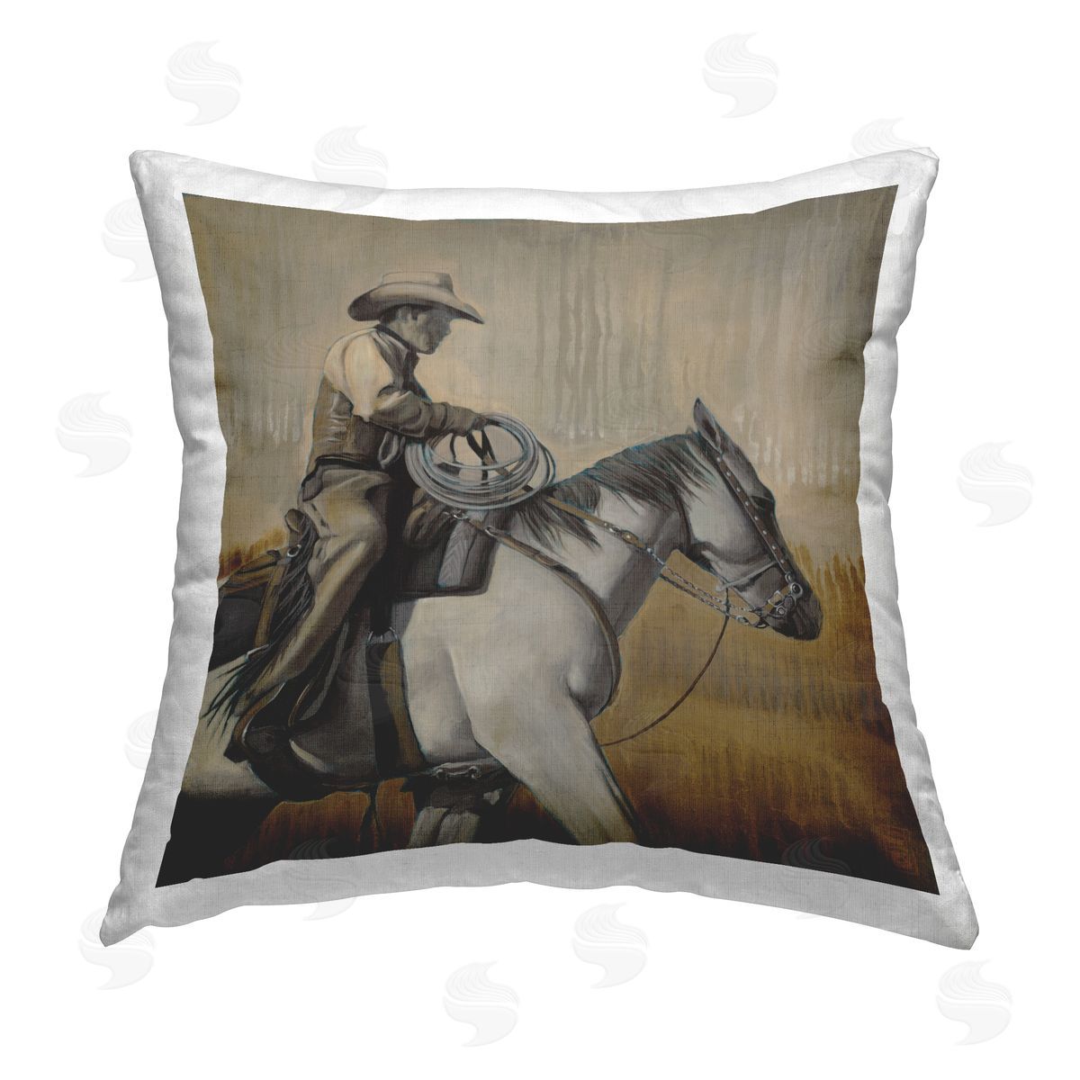 Western Rodeo Cowboy Jockey Decorative Printed Pillow, Home Decor by Stacy Daguiar