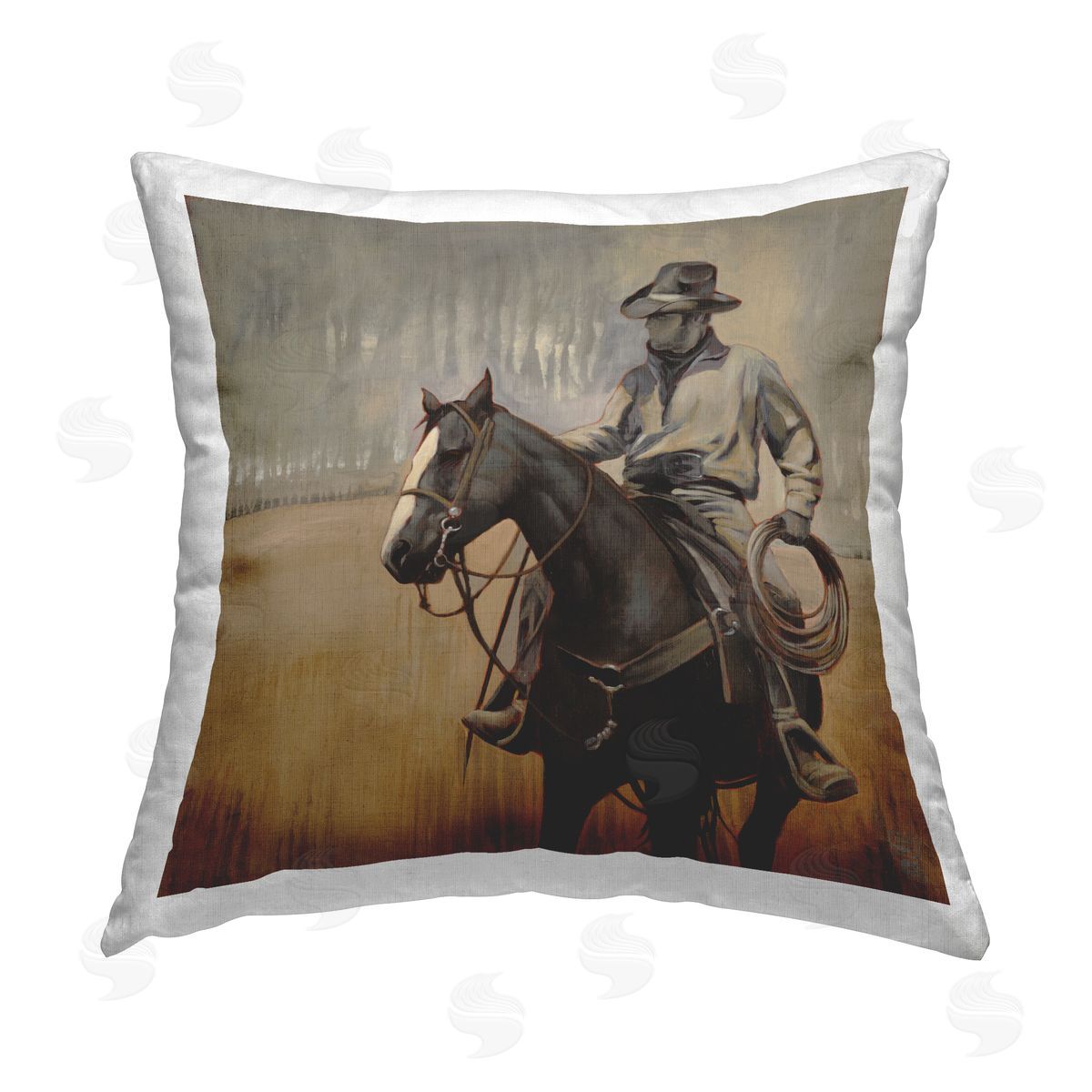 Western Equestrian Cowboy Decorative Printed Pillow, Home Decor by Stacy Daguiar